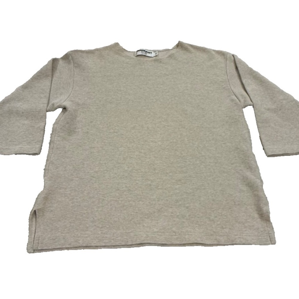 TAPEMEASURE New York Vintage Women's 3/4 Sleeve Ribbed Shirt; Tan; Small
